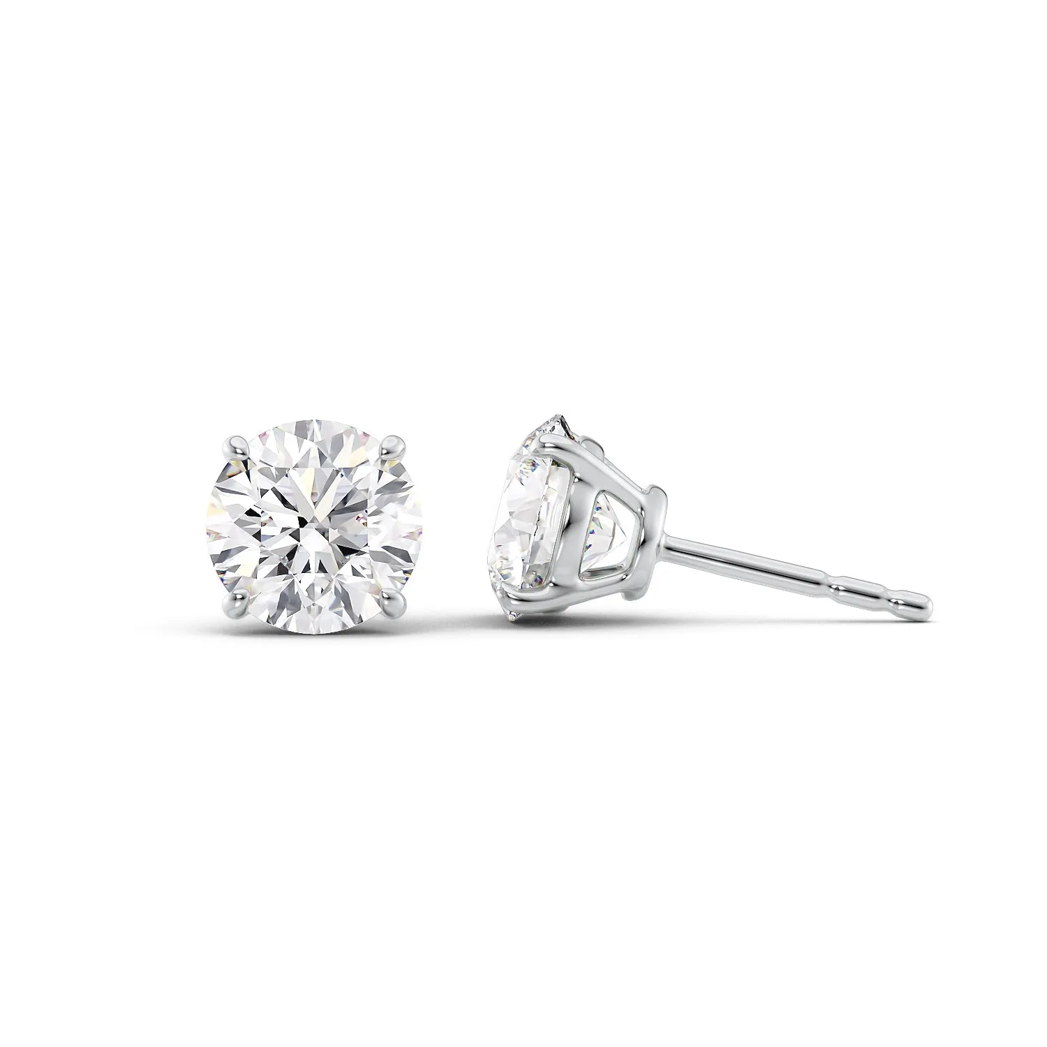 1 CTW Basket Stud Earrings Set With Round Lab Diamonds