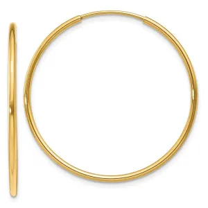 1.25mm, 14k Yellow Gold Endless Hoop Earrings, 28mm (1 1/10 Inch)