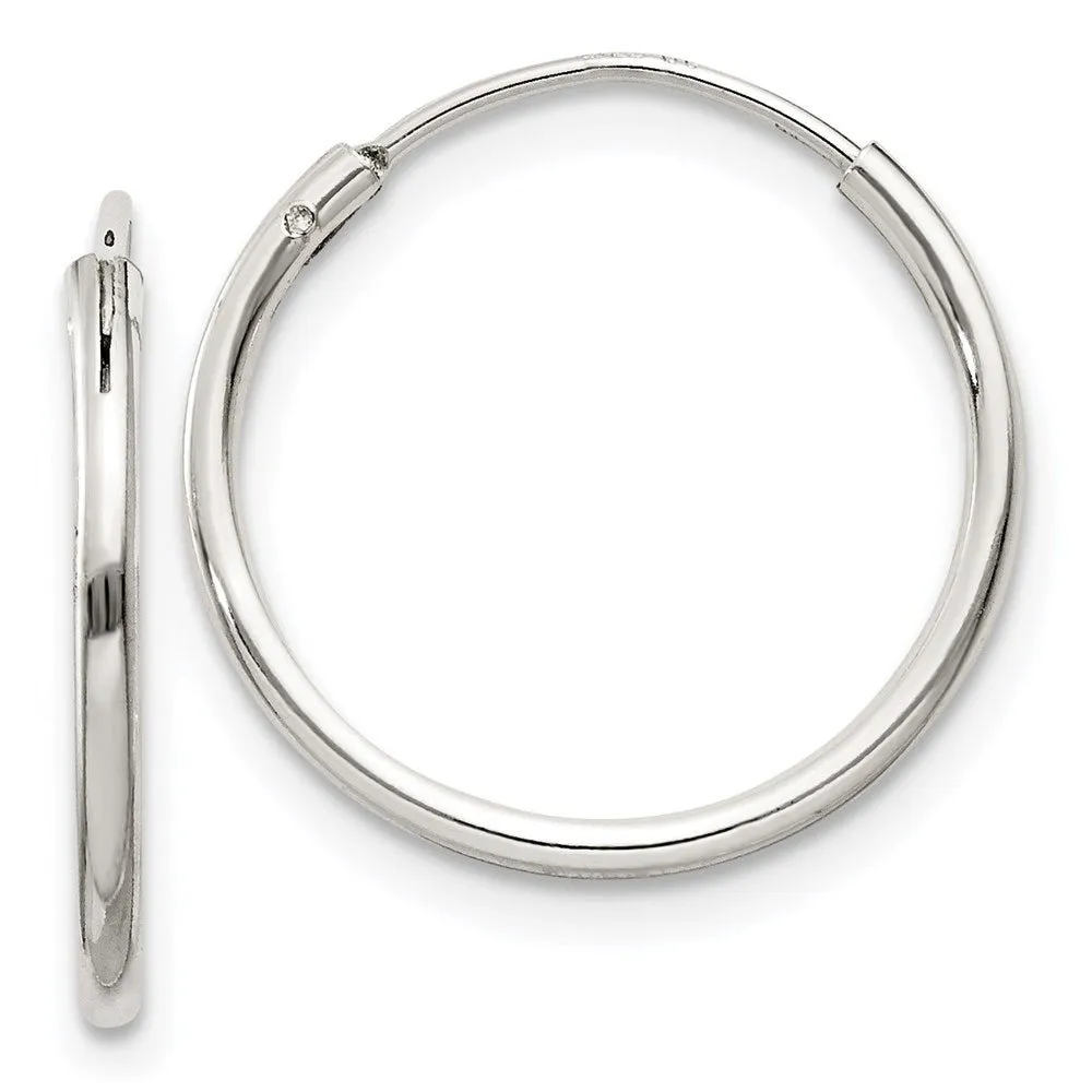 1.3mm, Sterling Silver, Endless Hoop Earrings - 16mm (5/8 Inch)