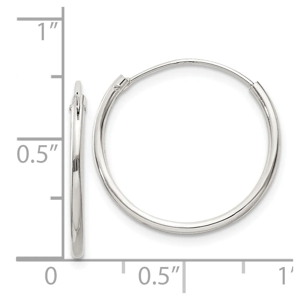 1.3mm, Sterling Silver, Endless Hoop Earrings - 19mm (3/4 Inch)