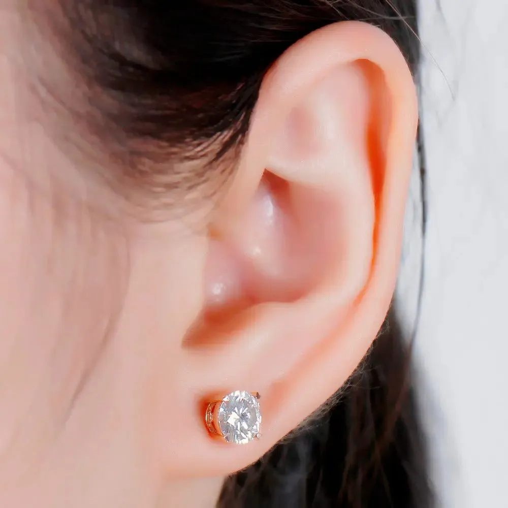 14k Rose Gold Stud Moissanite Earrings 2ctw