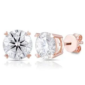 14k Rose Gold Stud Moissanite Earrings 2ctw