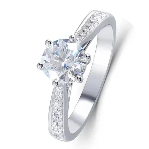 14k White Gold Moissanite Ring 1ct Center Stone