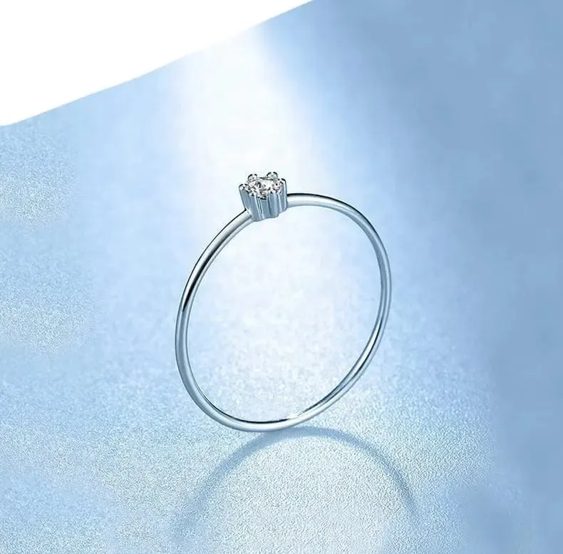 14k White Gold Solitaire Moissanite Ring 0.1ct