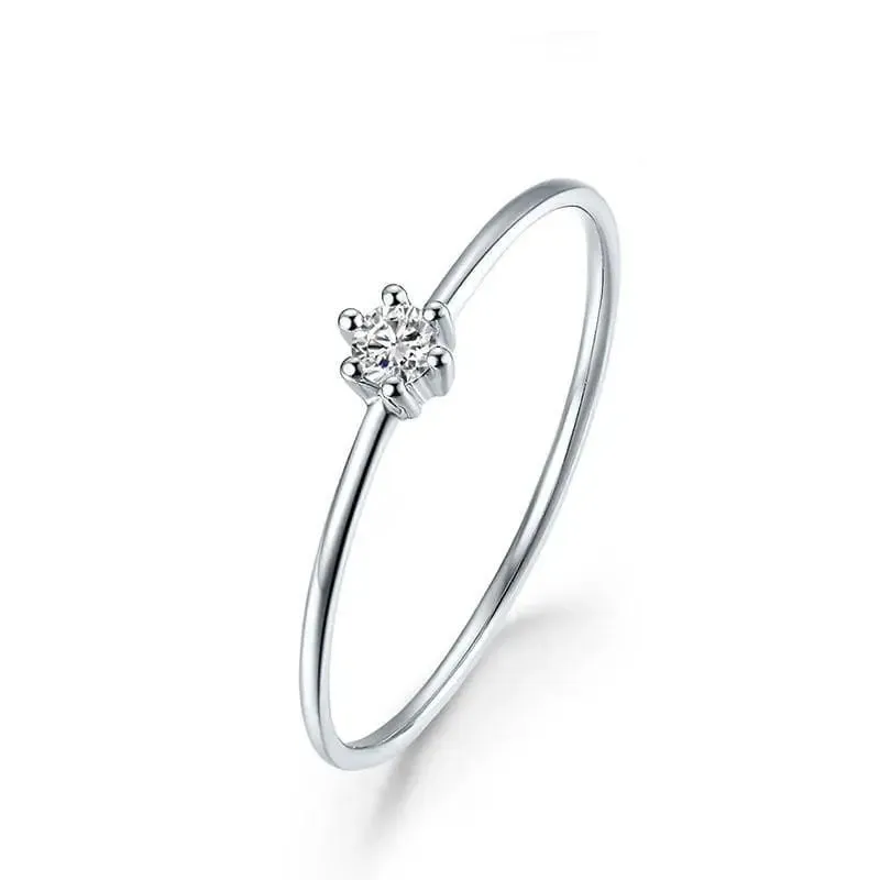 14k White Gold Solitaire Moissanite Ring 0.1ct