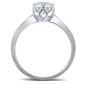 14k White Gold Solitaire Moissanite Ring 1ct