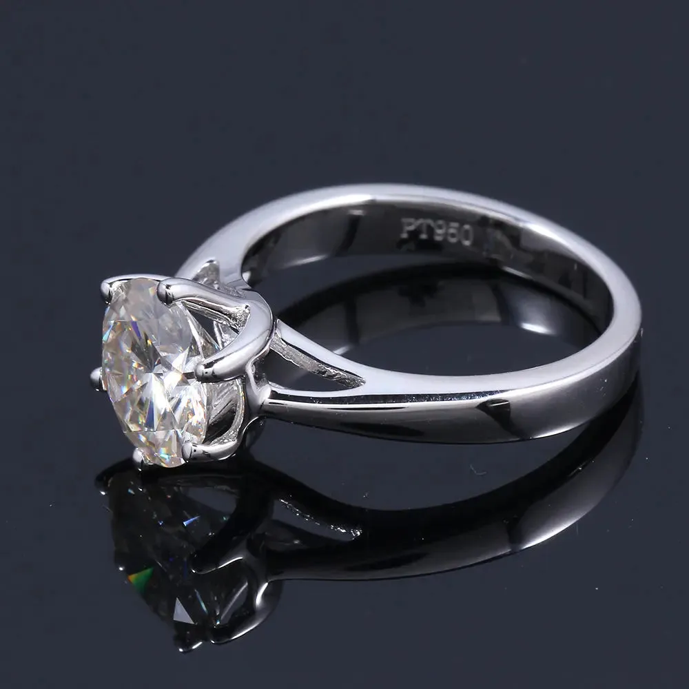 14k White Gold Solitaire Moissanite Ring 2ct