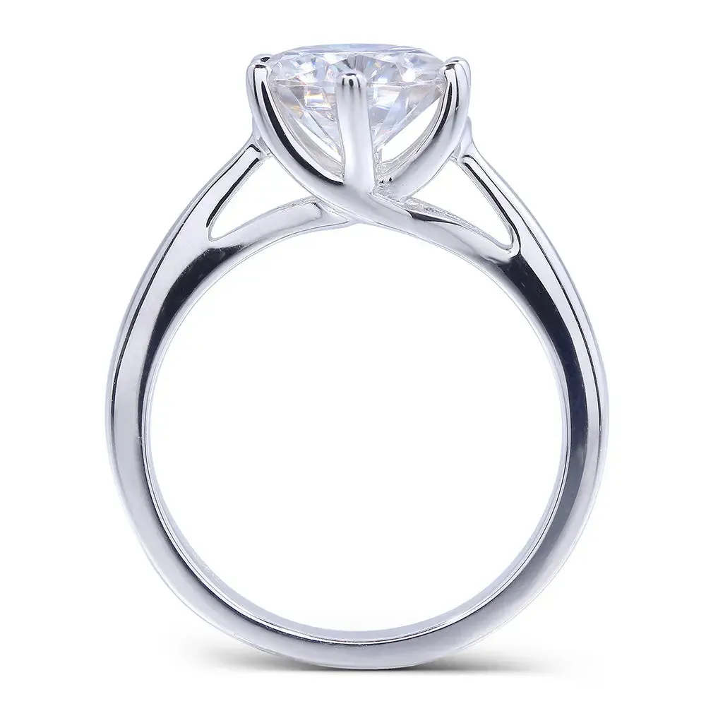 14k White Gold Solitaire Moissanite Ring 2ct