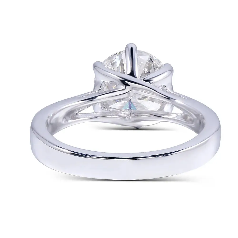 14k White Gold Solitaire Moissanite Ring 2ct