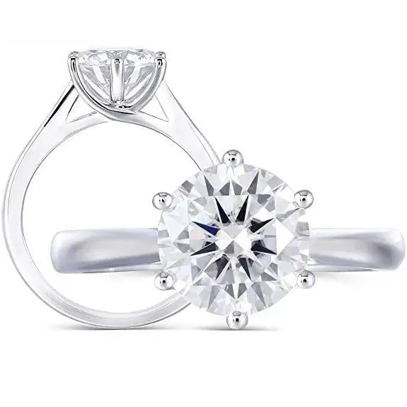 14k White Gold Solitaire Moissanite Ring 2ct