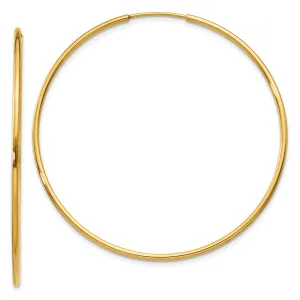 14k Yellow Gold Polished Endless Hoops 1.25mm x 46mm