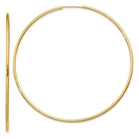 14k Yellow Gold Polished Endless Hoops 1.5mm x 64mm