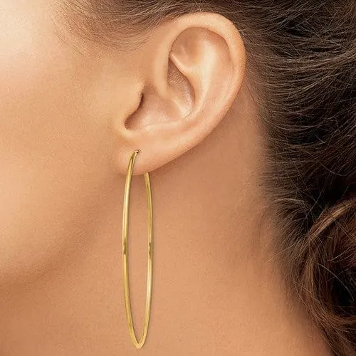 14k Yellow Gold Polished Endless Hoops 1.5mm x 64mm