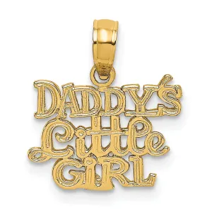 14k Yellow Gold Polished Finish Flat Back DADDYS LITTLE GIRL Design Charm Pendant