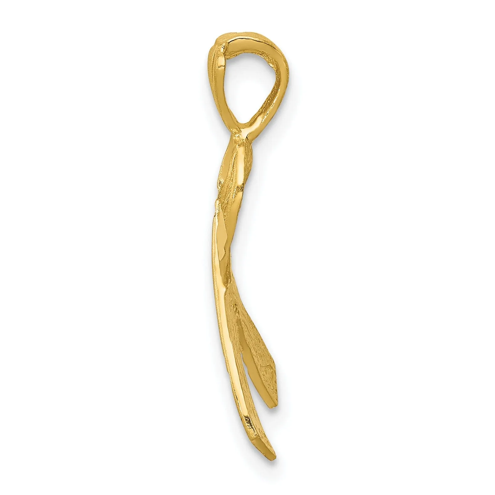 14k Yellow Gold Solid Textured Brushed Diamond Cut Finish Awareness Ribbon Charm Pendant