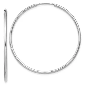 1.5mm, 14k White Gold Endless Hoop Earrings, 40mm (1 1/2 Inch)