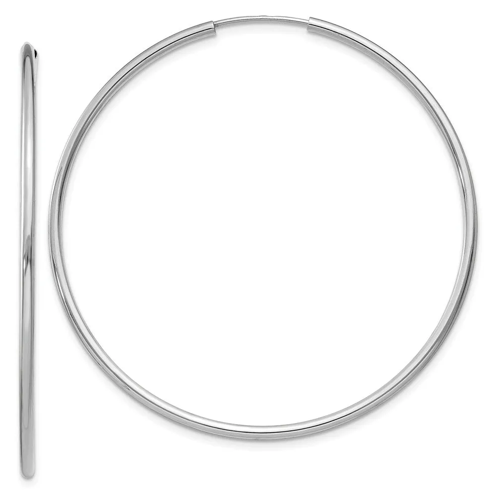 1.5mm, 14k White Gold Endless Hoop Earrings, 46mm (1 3/4 Inch)