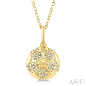 1/6 ctw Petite Soccer Ball Round Cut Diamond Fashion Pendant With Chain in 10K Yellow Gold