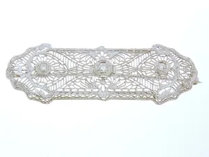 1920s Filigree Diamond Pin