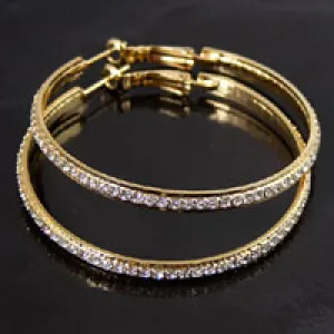 1.96 inch Gold Channel Set Crystal Hoop Earrings, pr