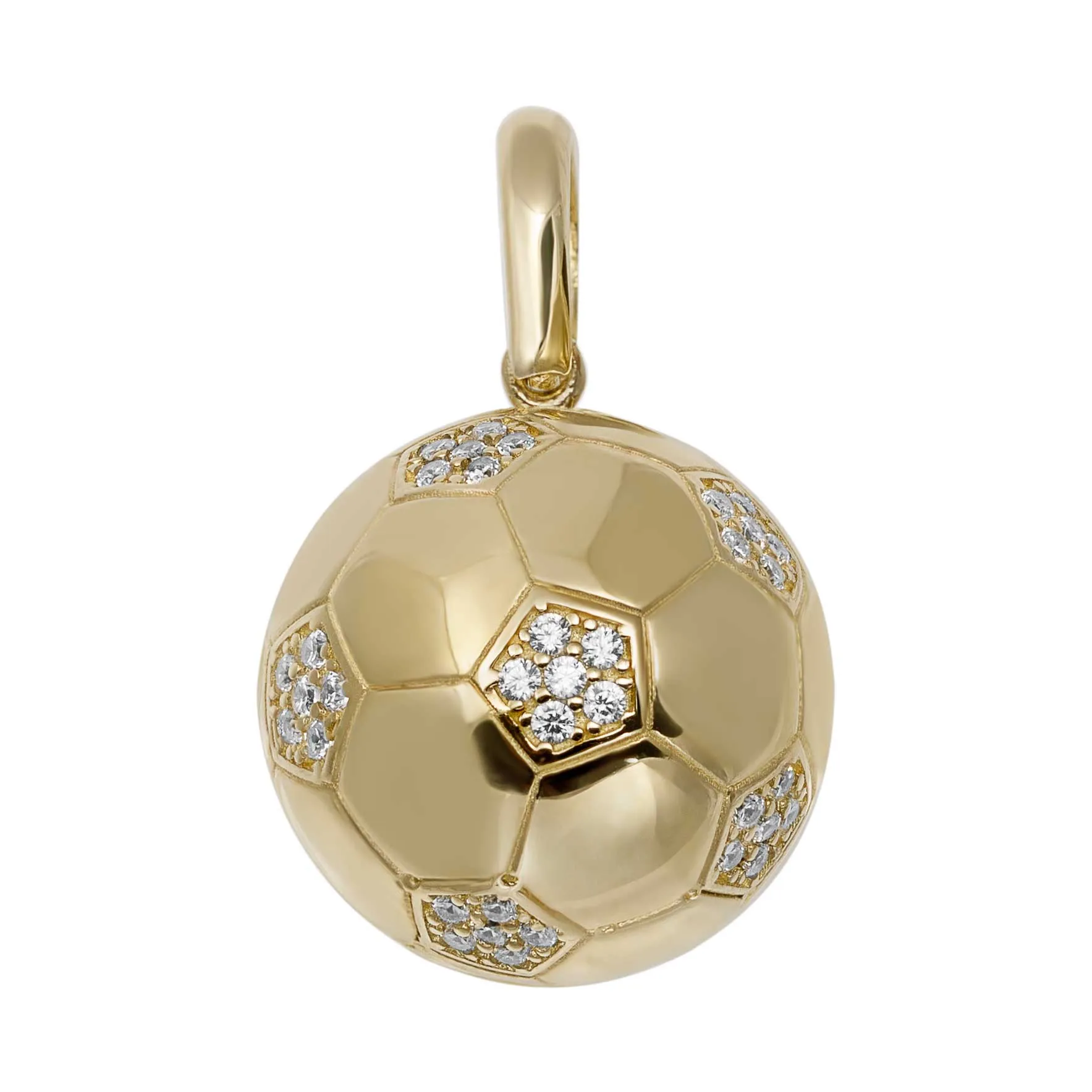 1" CZ Soccer Ball Pendant 10K Yellow Gold