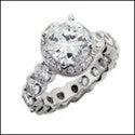 2.25 Round CZ Center Eternity Cubic Zirconia Engagement Ring 14k White Gold