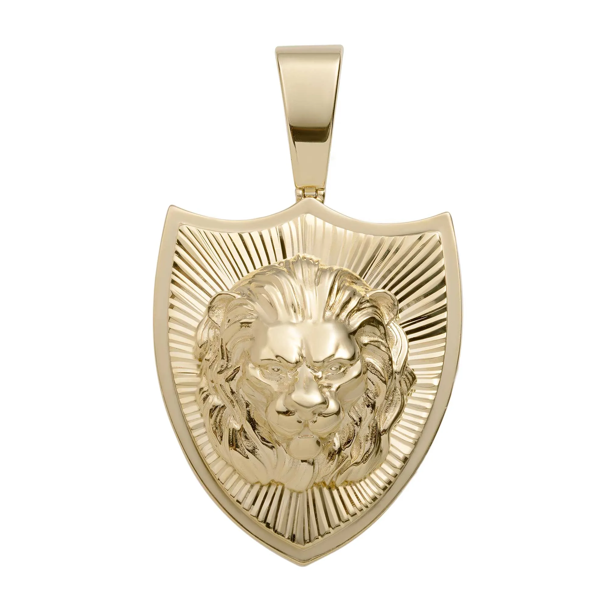 2" Lion Medallion Pendant 10K Yellow Gold