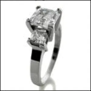 3 Stone 1.5 Asscher .50 Asscher Cubic Zirconia Cz Ring