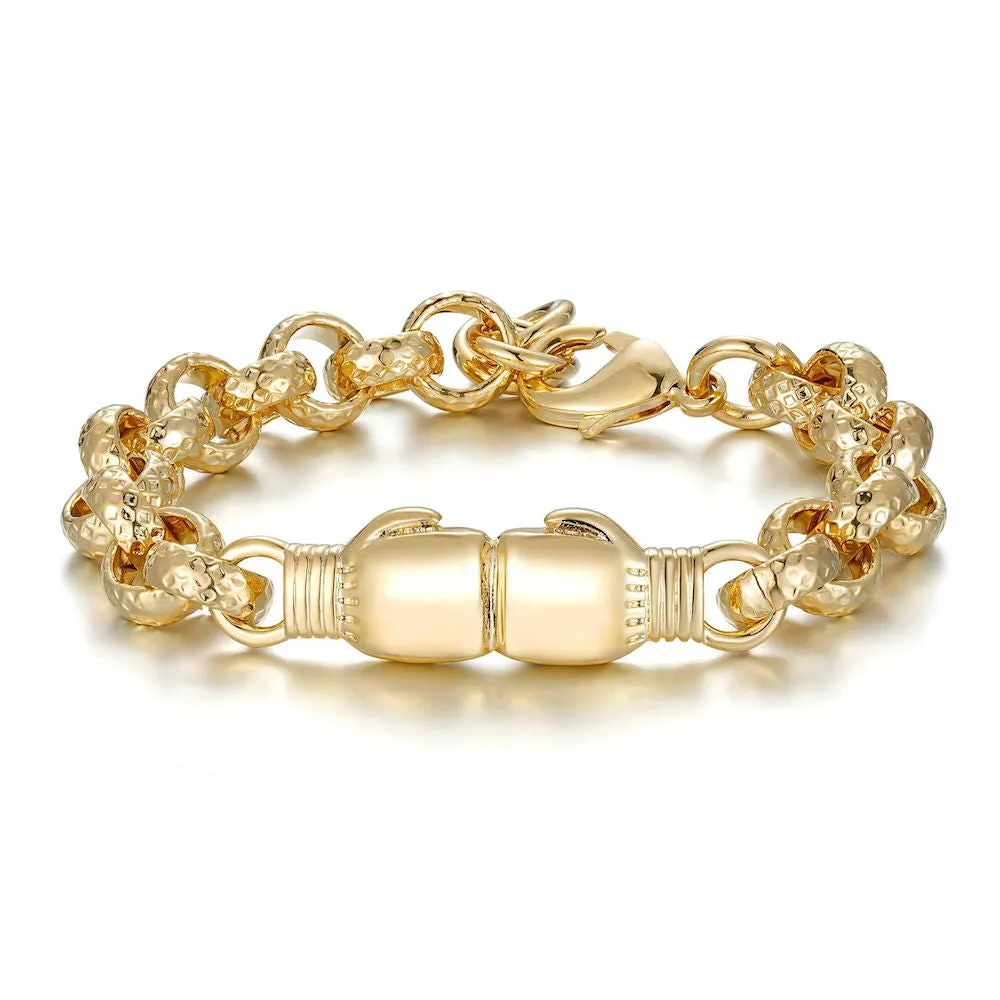 8mm Kids Gold Double Boxing Glove Belcher Bracelet