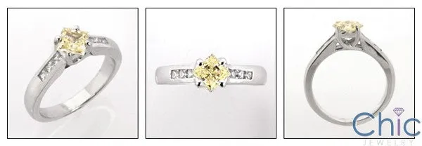 Anniversary .60 Canary Princess Center Channel Cubic Zirconia Cz Ring