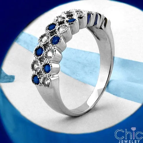 Anniversary .60 TCW Round Sapphire s Diamond Bezel Cubic Zirconia Cz Ring