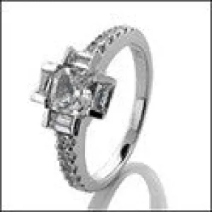 Anniversary Princess Baguette Promise Cubic Zirconia Cz Ring