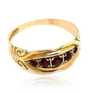 Antique 1915 9ct Rose Gold Garnet Ring