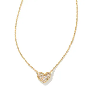 Ari Gold Pave Crystal Heart Necklace in White Crystal