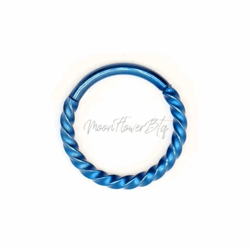 Blue Twisted Clicker Septum Hoop