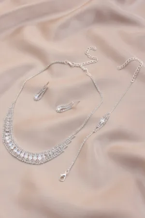 Bridal Rhinestone Bracelet Necklace Set