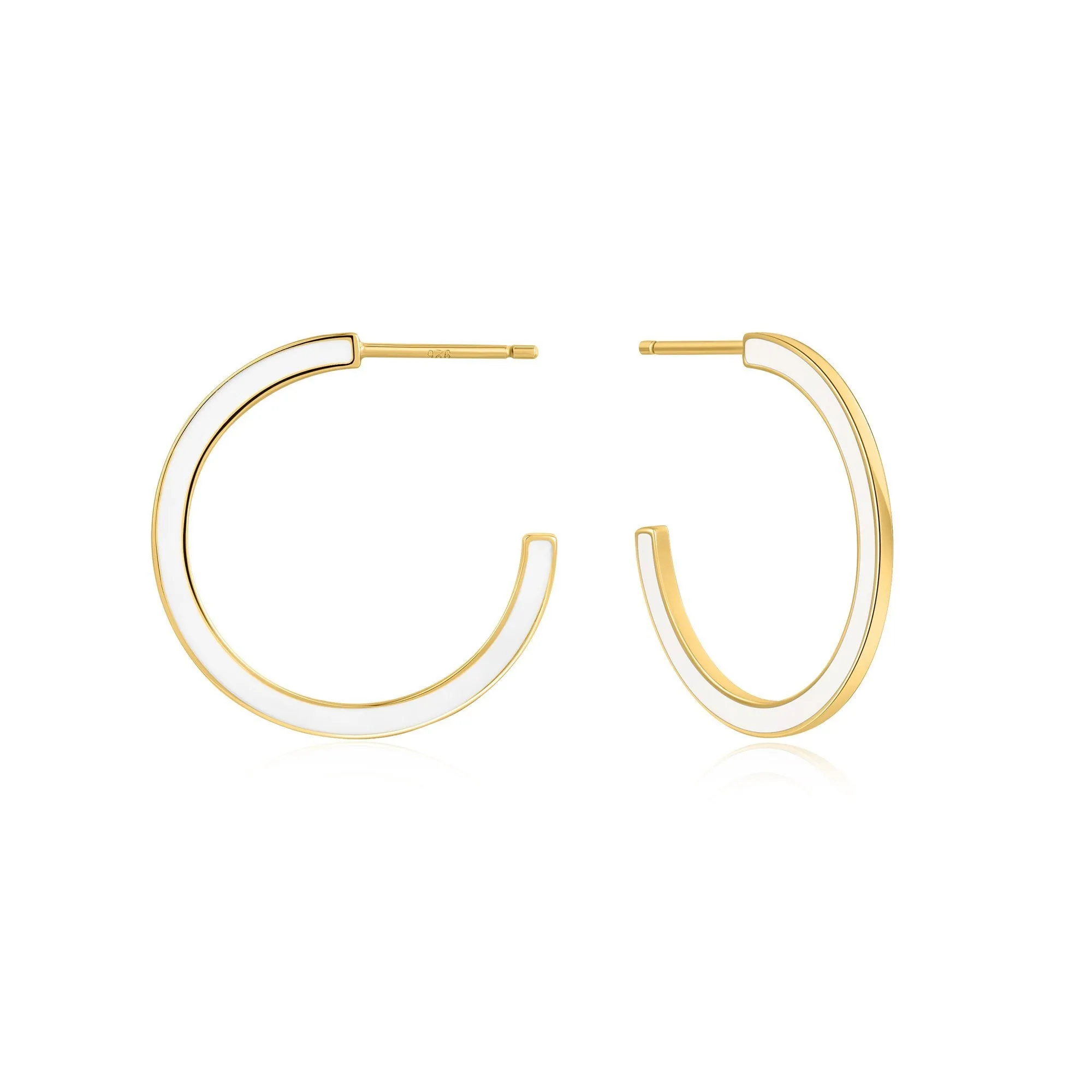 Bright Future Optic White Enamel Gold Hoop Earrings