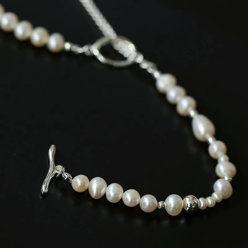 Chain Spliced Pearls Necklaces OT Buckle