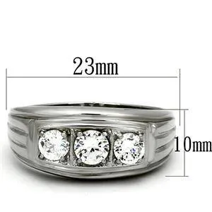 CJG1306 Wholesale Three Stone CZ Stainless Steel Men's Ring