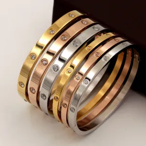 Classic Style Beautiful Lovers Bracelets Woman Bracelets Stainless Steel Bangles and Bangles Cubic Zirconia Golden Woman Jewelry Gifts