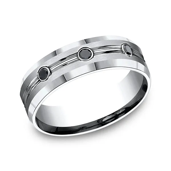 Cobalt Comfort-Fit Black Diamond Wedding Ring