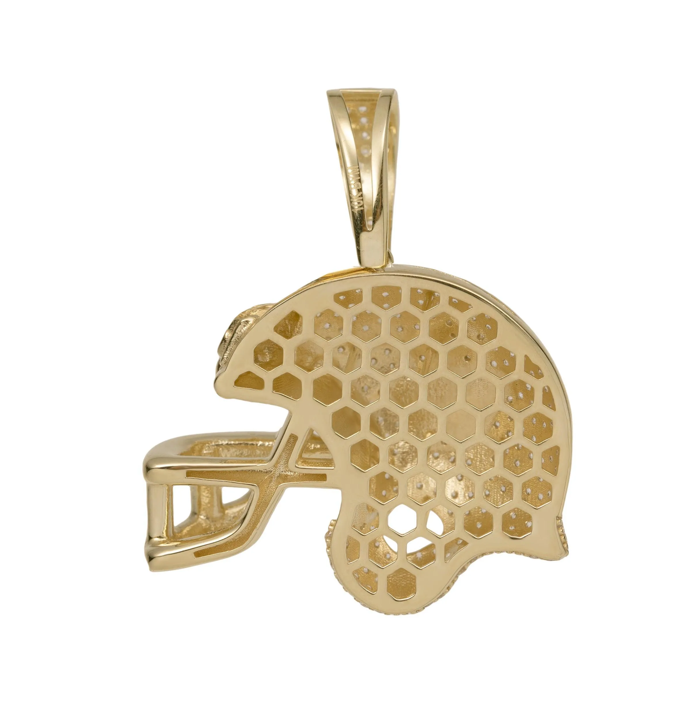 CZ Dallas Cowboys Helmet Pendant 10K Yellow Gold