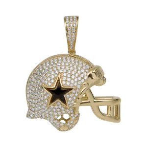 CZ Dallas Cowboys Helmet Pendant 10K Yellow Gold