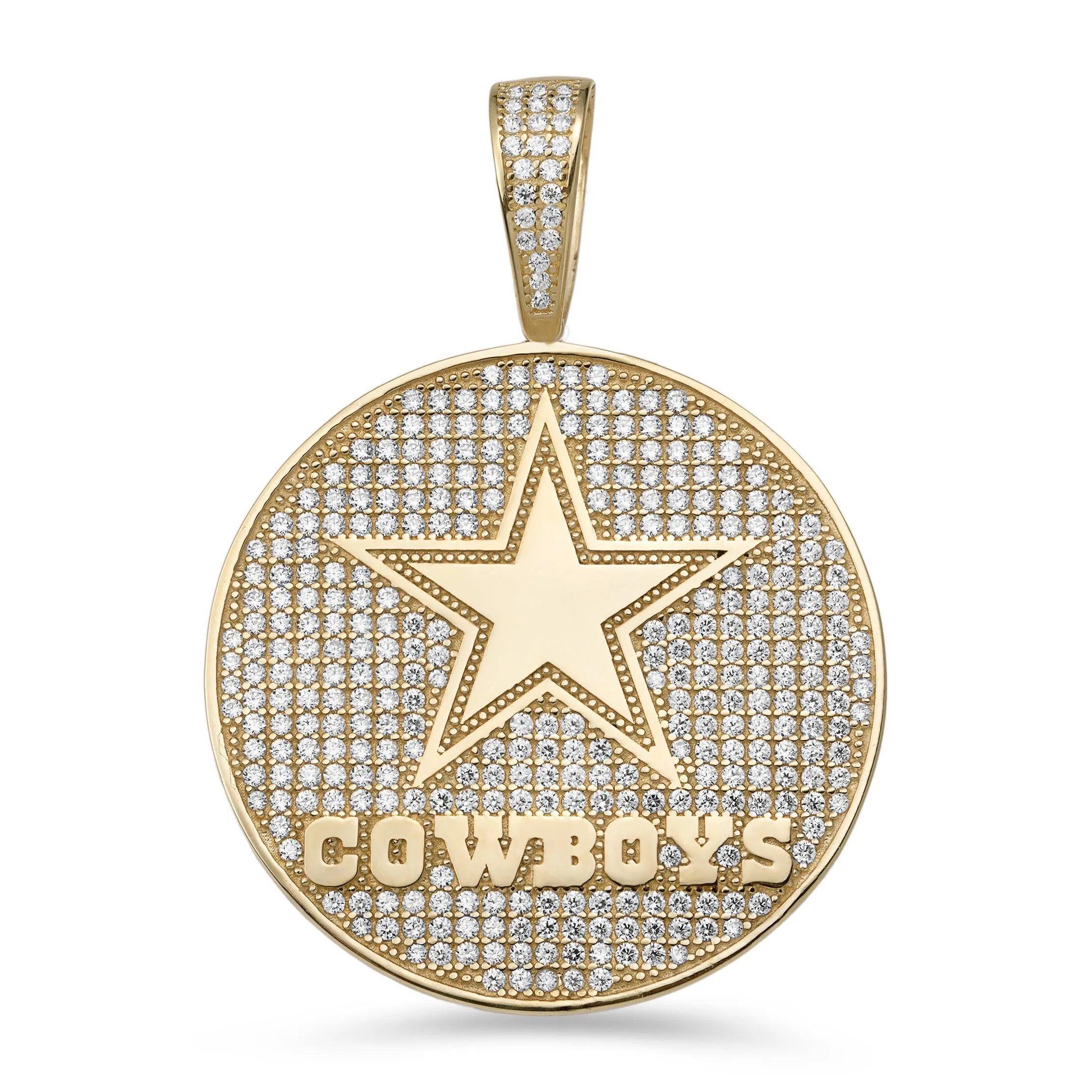 CZ Dallas Cowboys Medallion Pendant 10K Yellow Gold