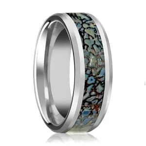 DEVONIAN | Tungsten Ring Blue Dino Bone Inlay