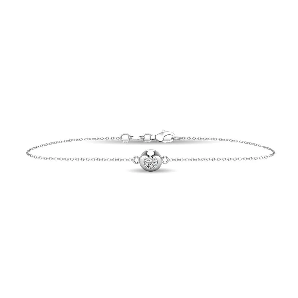 Diamond 1/10 ct tw Bezel Set Bracelet in 10K White Gold