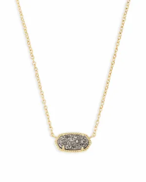 Elisa Gold Pendant Necklace in Platinum Drusy