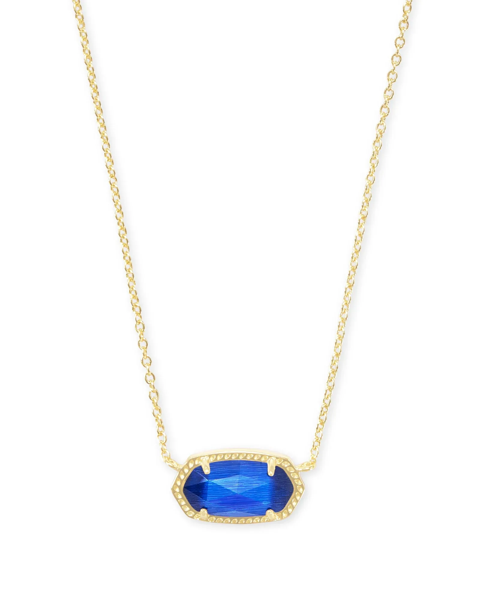 Elisa September Birthday Gold Necklace Cobalt Cat's Eye