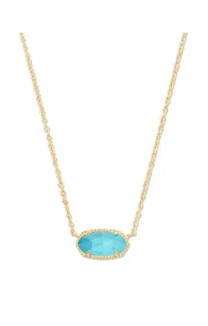 Elisa Short Pendant Necklace Gold Turquoise Magnesite