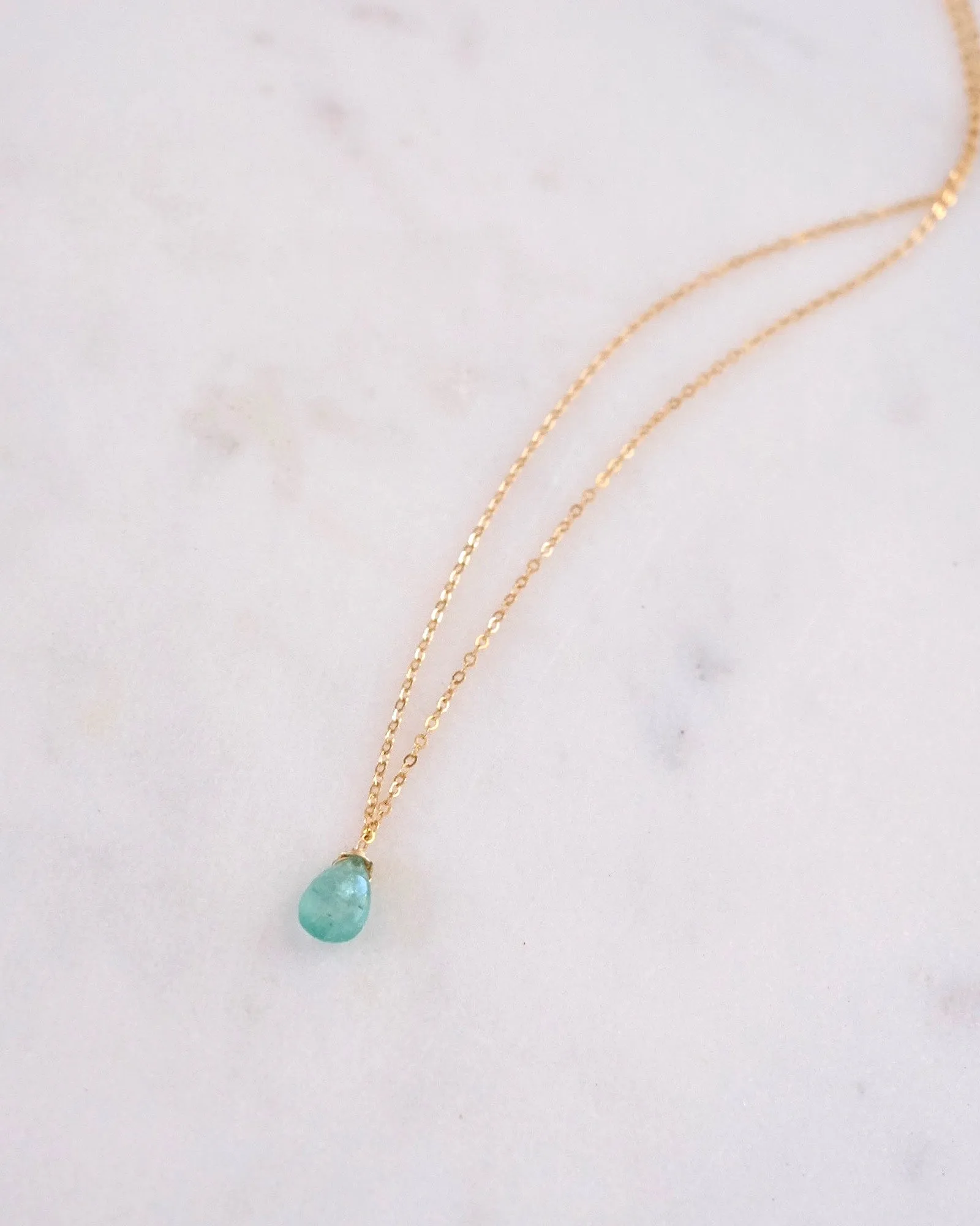 Emerald Simple Drop Necklace